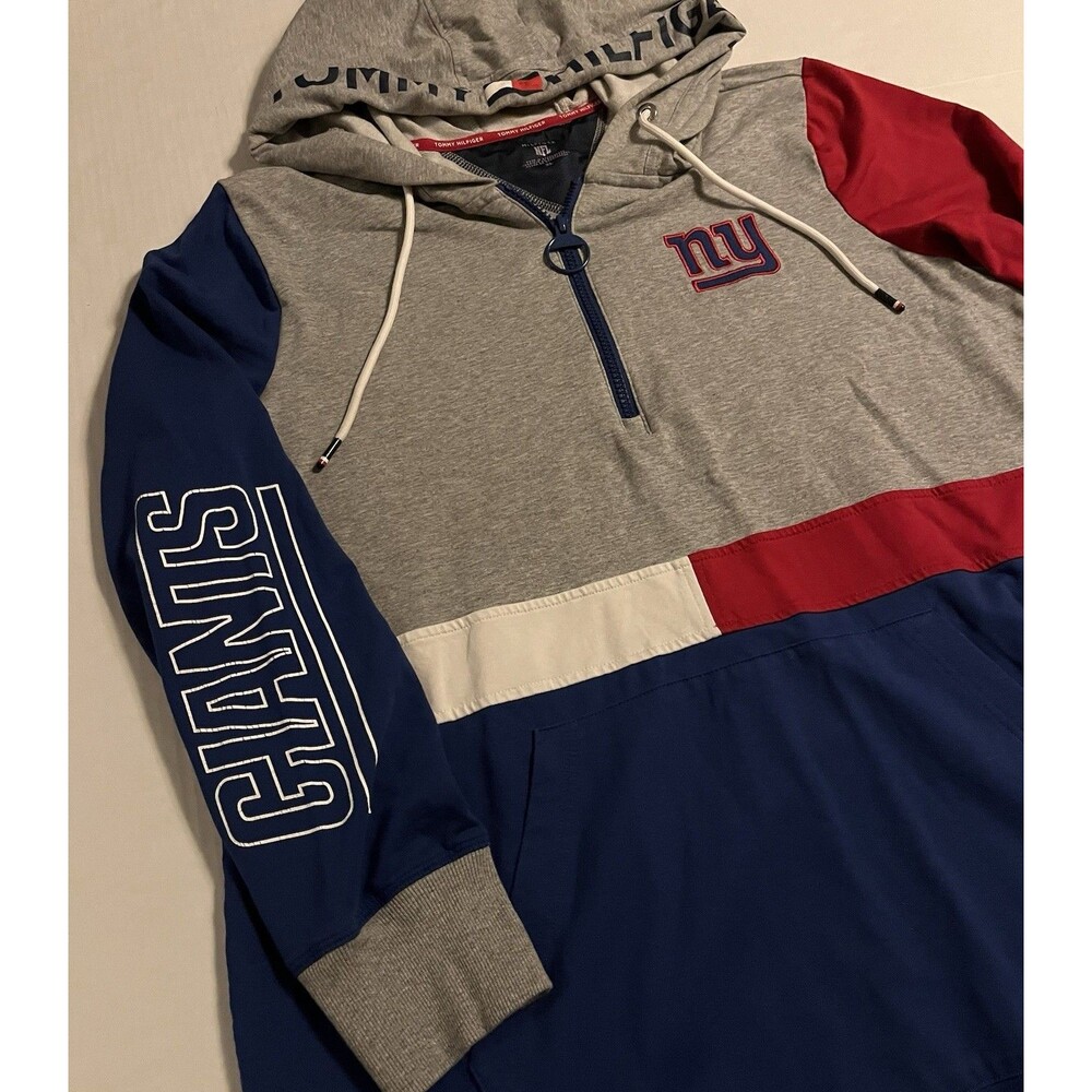 Tommy Hilfiger New York Giants NFL 1/4 Zip Pullover Hoodie Sweatshirt XL Team